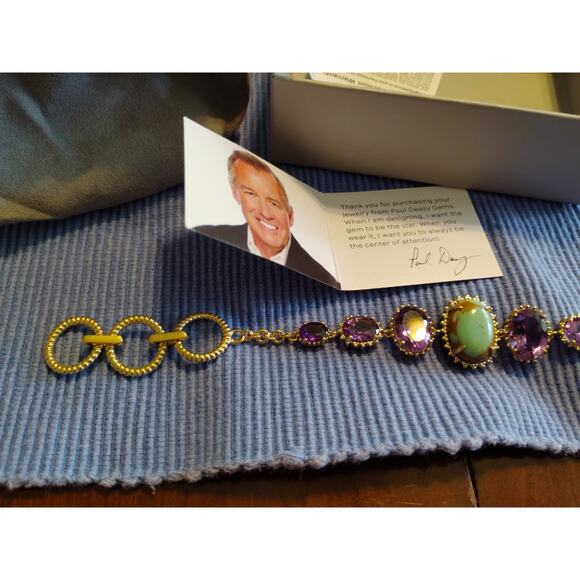 Paul Deasy Turquoise/Amethyst Bracelet 925 UTC India Brand New In Box - Picture 2 of 10